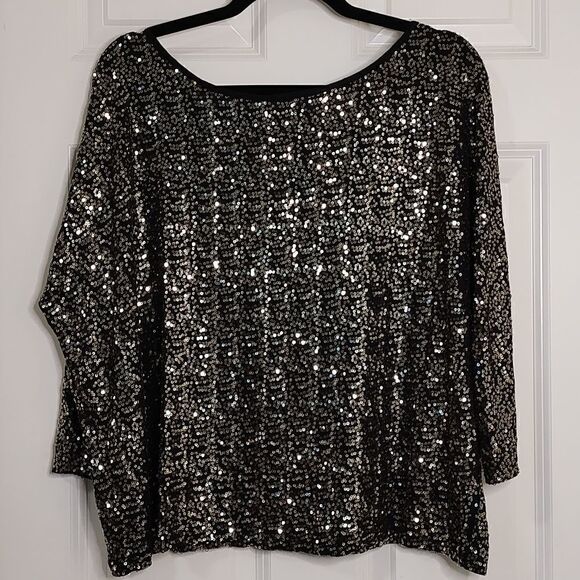 INC International Concepts Sequined Dolman Sleeve Blouse Top Size M - Picture 1 of 7